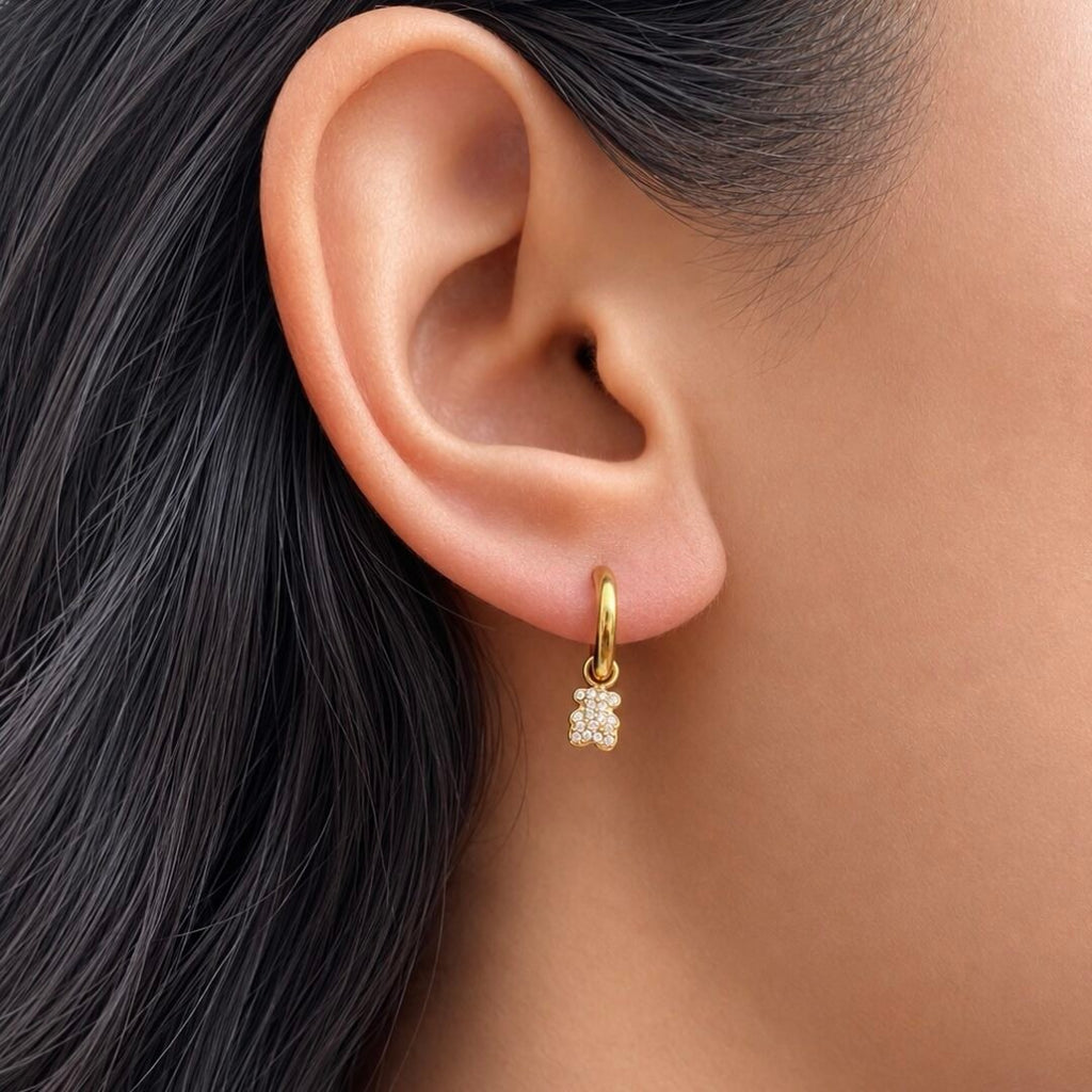 Teddy Huggies — bear huggie earrings worn on the ear