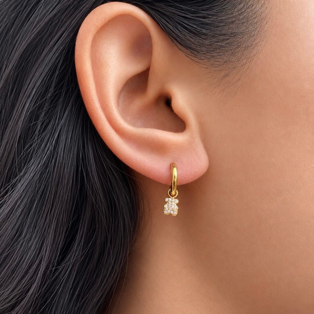Teddy Huggies — bear huggie earrings worn on the ear