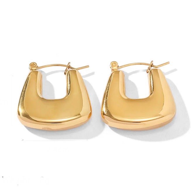 Bianca Hoops Gold — plain gold hoop earrings in 18k gold-plated stainless steel, front view