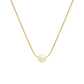 Luxe Pearl — genuine freshwater pearl pendant on 18k gold-plated chain, front view