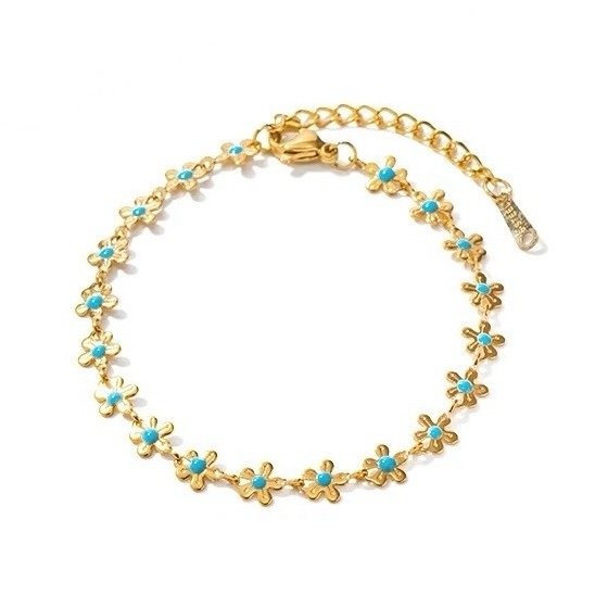Petunia Bracelet — fine 18k gold-plated chain bracelet, front view