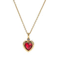 Heart on Fire — zircon heart pendant necklace in 18k gold plating, front view