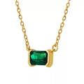 Jade — green zircon pendant necklace in 14k gold-plated stainless steel, front view