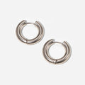 Small Tube Hoops Silver — small silver-plated tube hoop earrings, front view