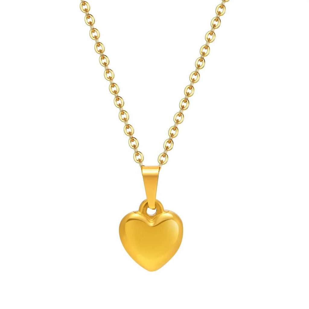 Heart of Gold — solid 18k gold-plated heart pendant necklace, front view