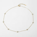 Jewel — white zircon solitaire pendant necklace in 14k gold-plated stainless steel, front view