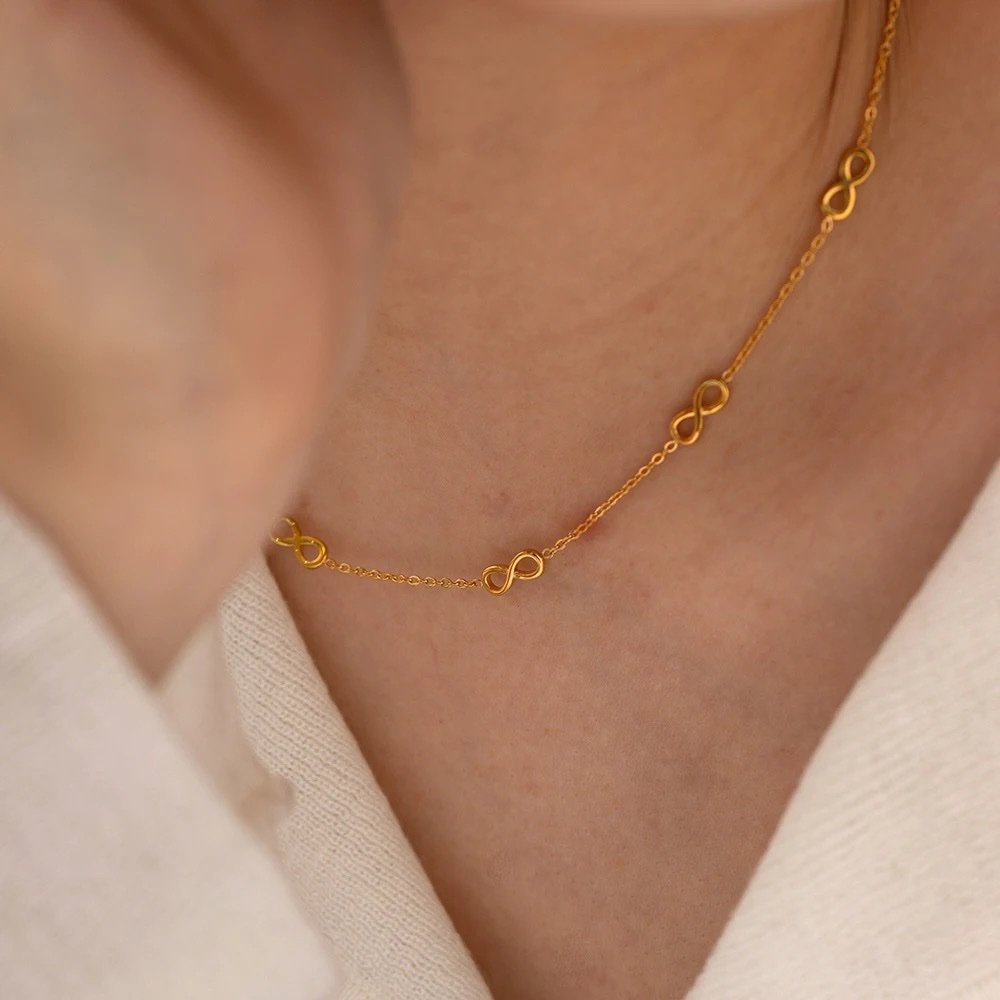Forever and Always — gold pendant on fine chain, detail