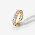 Icy Ring White — adjustable clear zircon ring in 18k gold-plated brass, front view