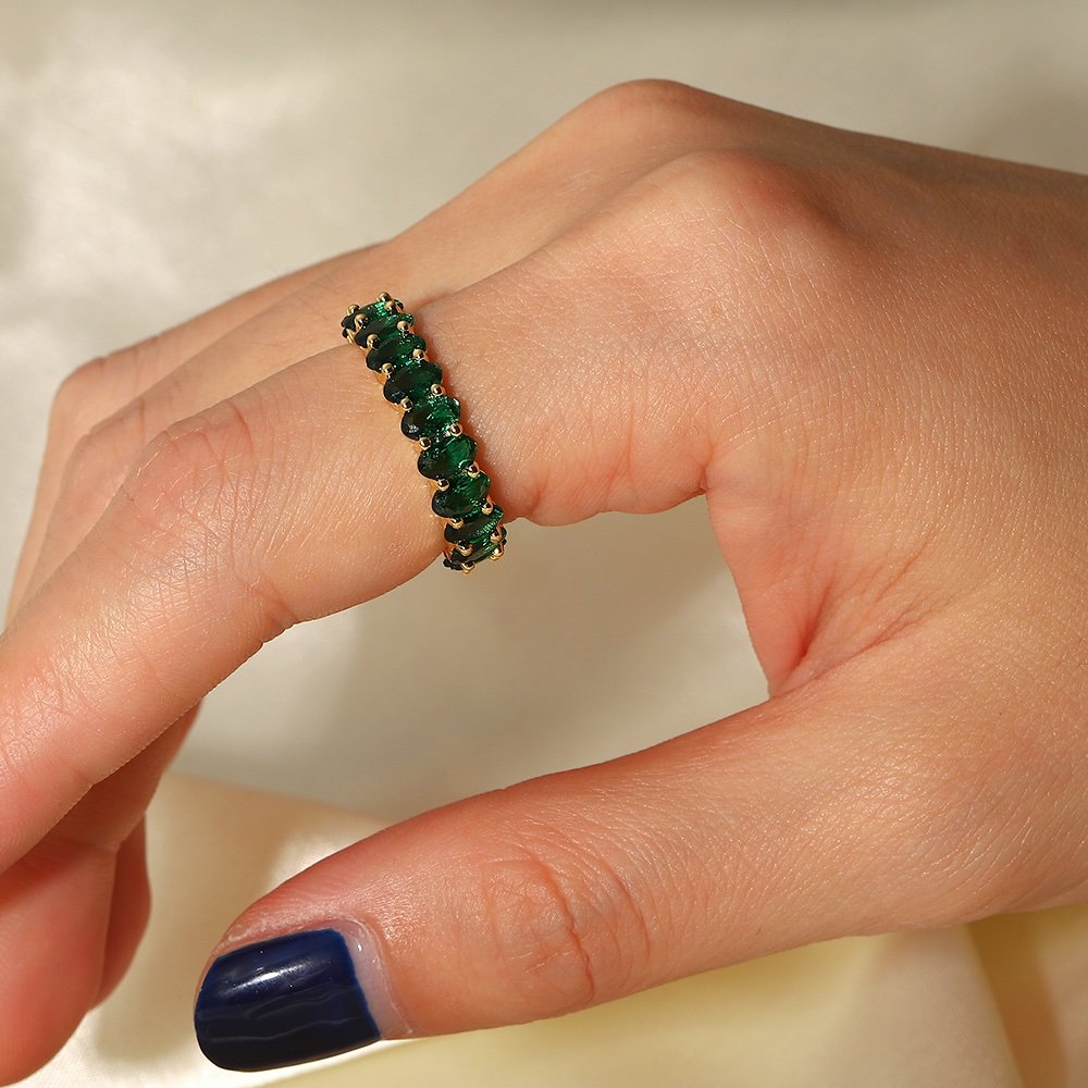 Icy Ring Green — adjustable open band, side view