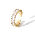 Crystal Ring — adjustable faceted zircon ring in 18k gold-plated brass, front view