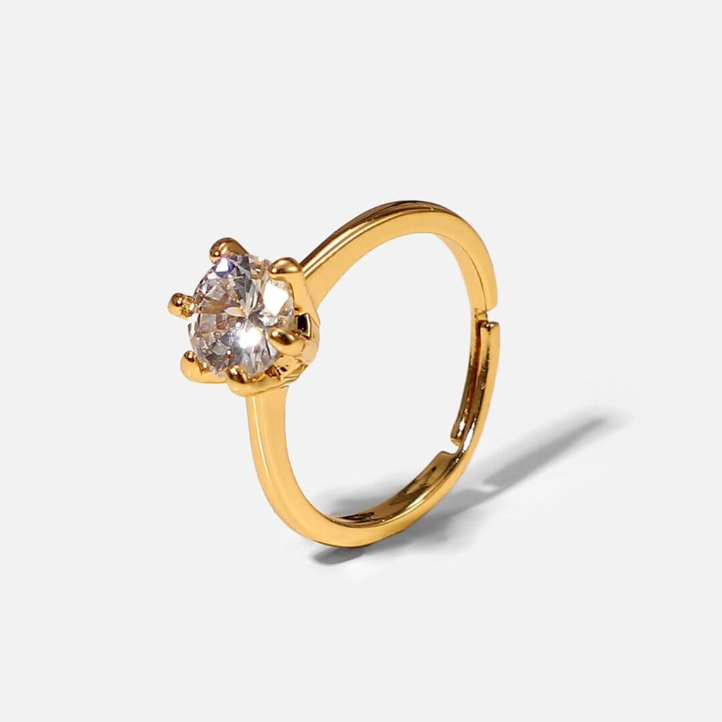 Jules — adjustable zircon ring, side view showing open band