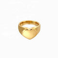 Heart Ring — slim heart cut-out band in 14k gold-plated stainless steel, front view