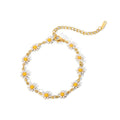 Daisies Bracelet — daisy chain bracelet in 18k gold-plated stainless steel, front view