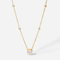 Zircon Heart Necklace — zircon pavé heart pendant in 18k gold-plated stainless steel, front view