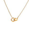 Intertwined — linked loop pendant necklace in 18k gold-plated stainless steel, front view