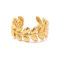 Twisted Vine Ring — adjustable twisted band ring in 18k gold-plated stainless steel, front view