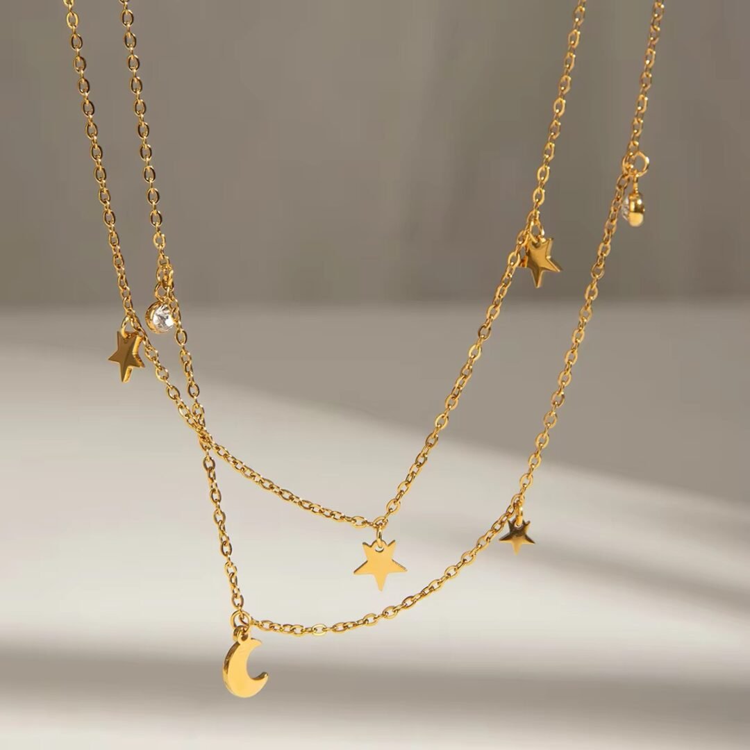 Starlight Dream — star necklace worn high on the neck