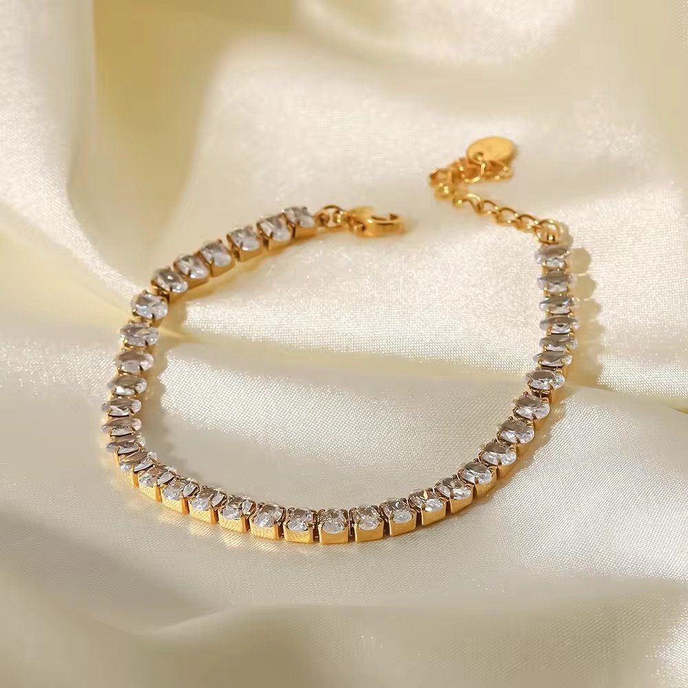 Oval Tennis Bracelet — zircon tennis bracelet worn on the wrist