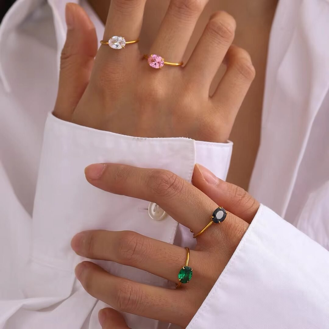 Crystal Spark Ring — zircon ring worn on the finger
