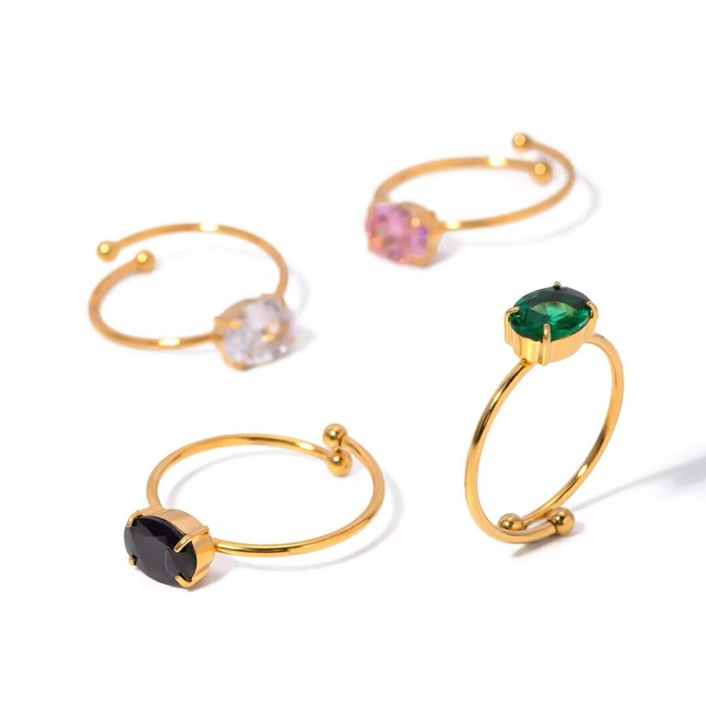 Crystal Spark Ring — gold zircon ring styled on the hand