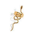 Python Ring — coiled gold snake ring with textured head and tail, front view