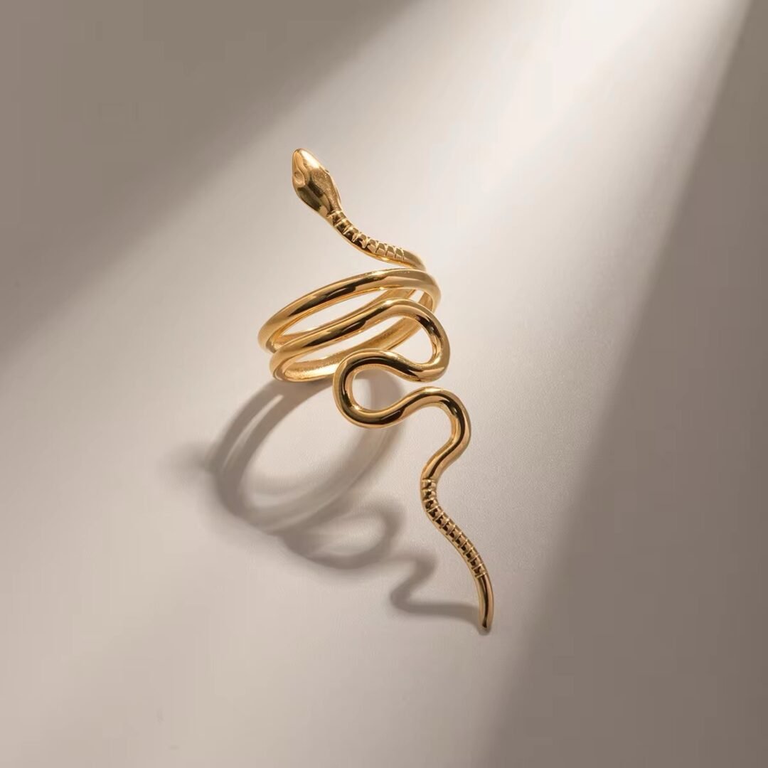 Python Ring — coiled snake ring styled on the hand