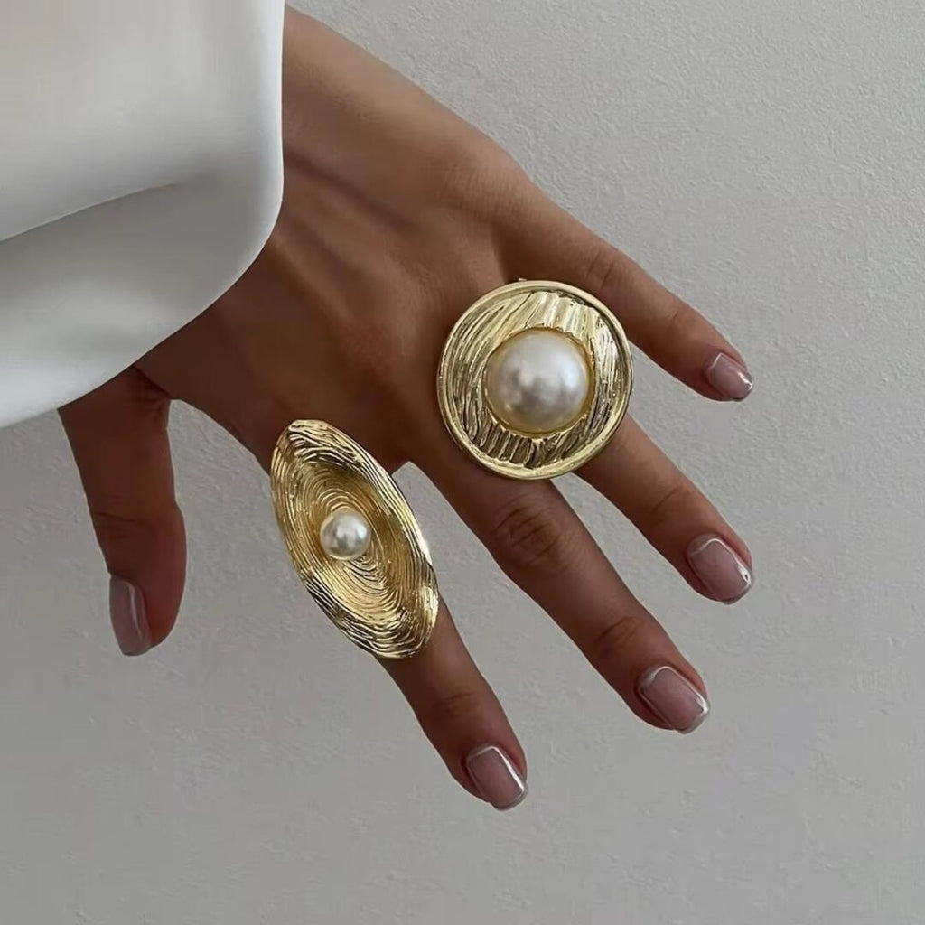 Pearl Island Ring — pearl cluster ring worn on the finger