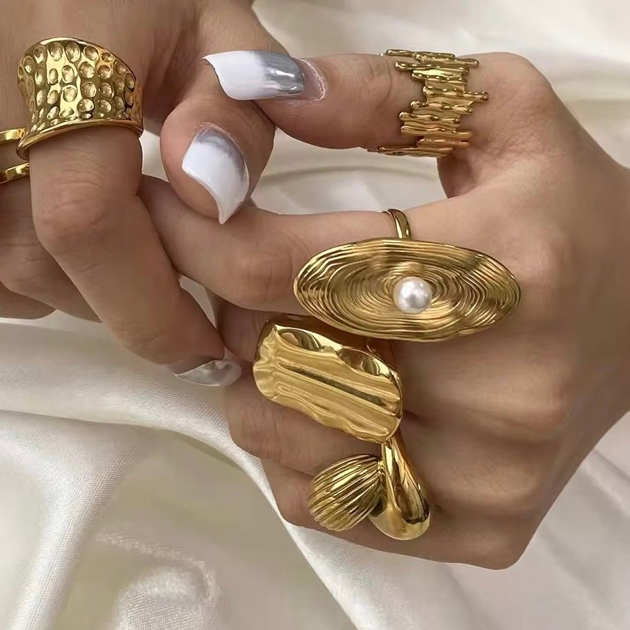 Pearl Island Ring — pearl cluster ring styled on the hand