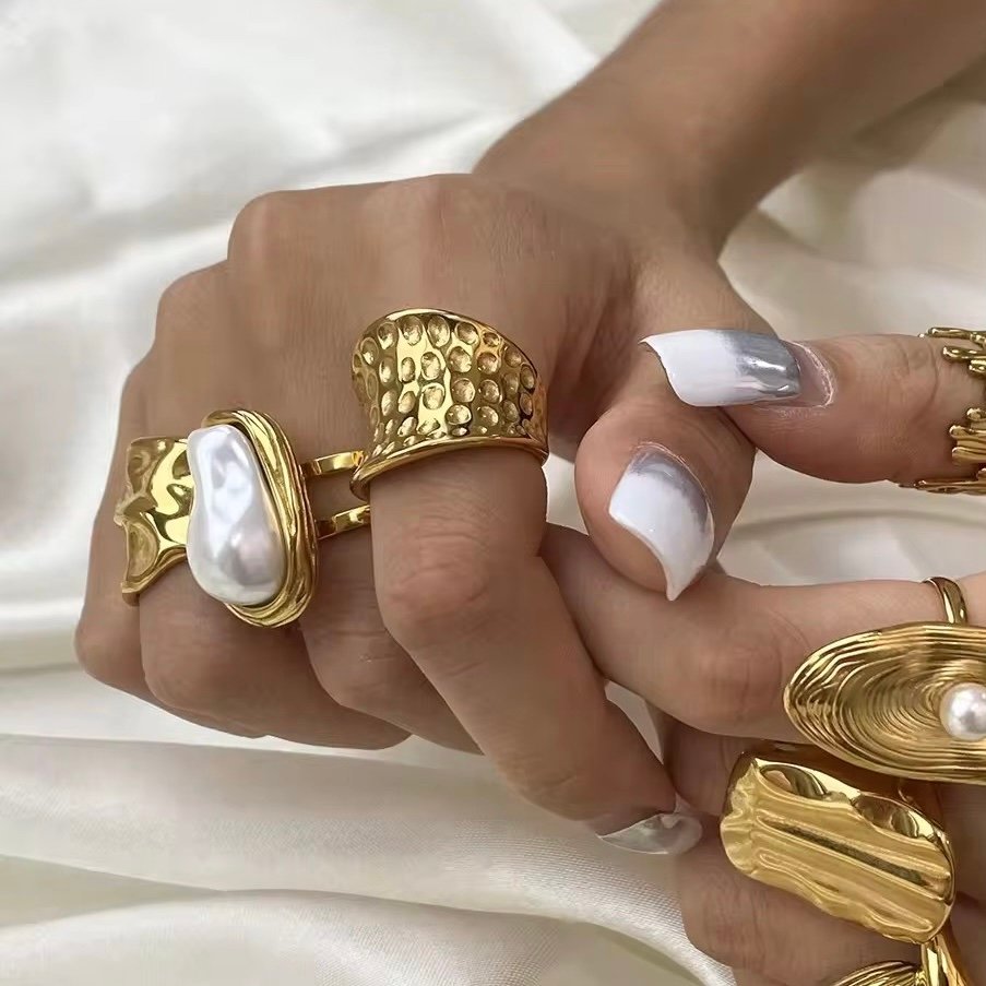 Jumbo Pearl Ring — pearl ring styled on the hand