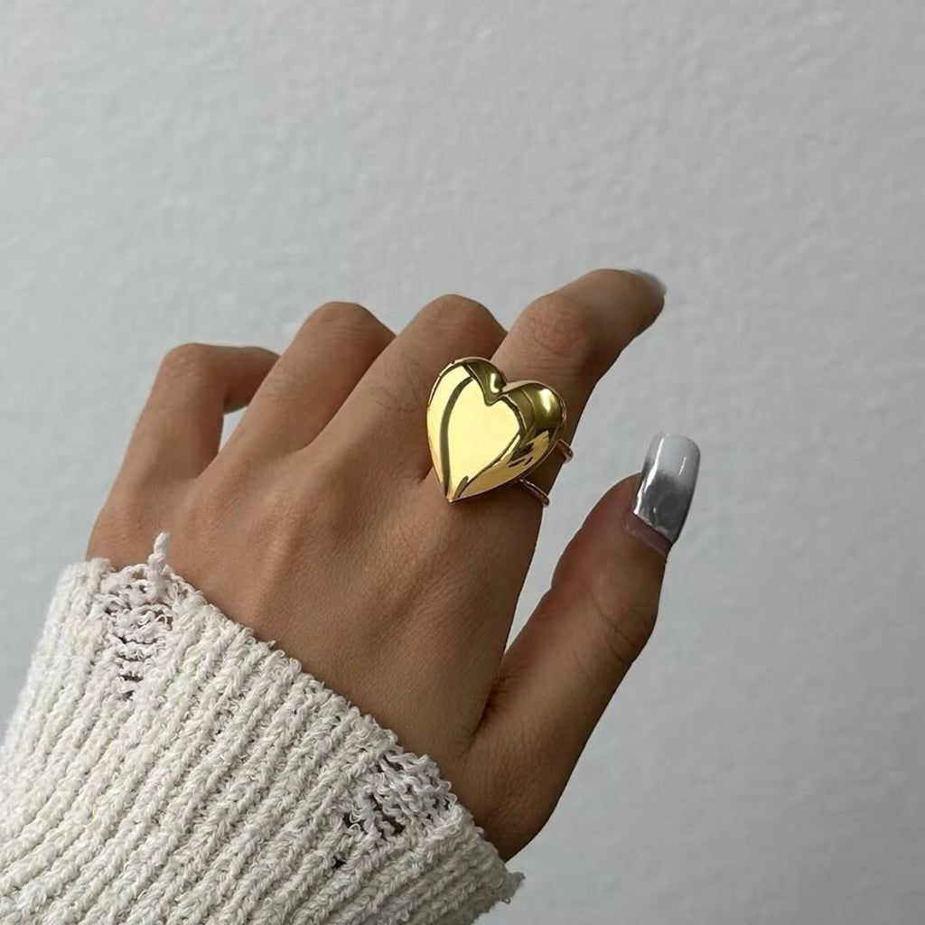Simple Heart Picture Ring — heart ring worn on the finger