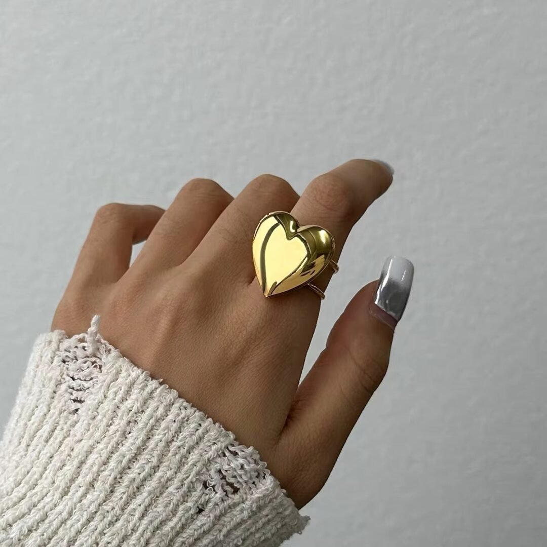 Simple Heart Picture Ring — heart ring worn on the finger