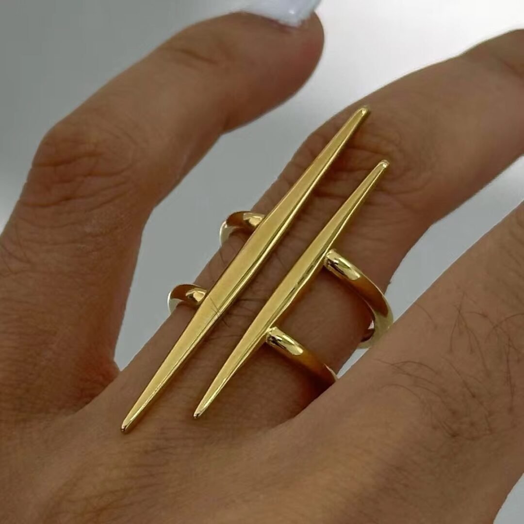 Spike Ring — gold spike ring worn on the finger