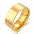 Thick Band Ring — 8mm wide band in 18k gold-plated stainless steel, front view