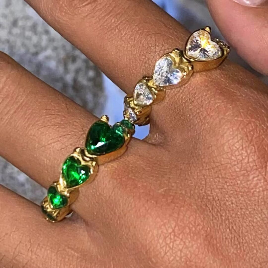White Hearts Ring — white heart ring worn on the finger