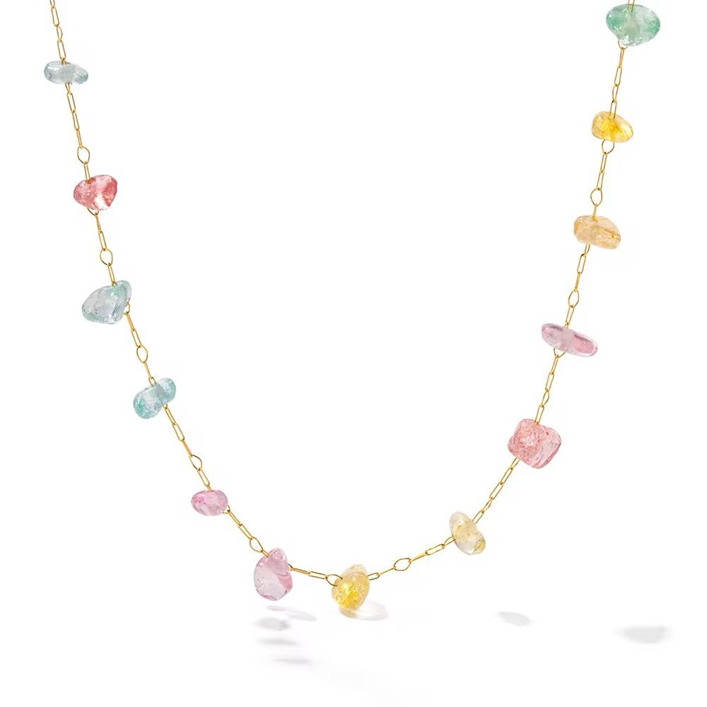 Fairy Rock Necklace — textured pendant in 18k gold-plated stainless steel, front view