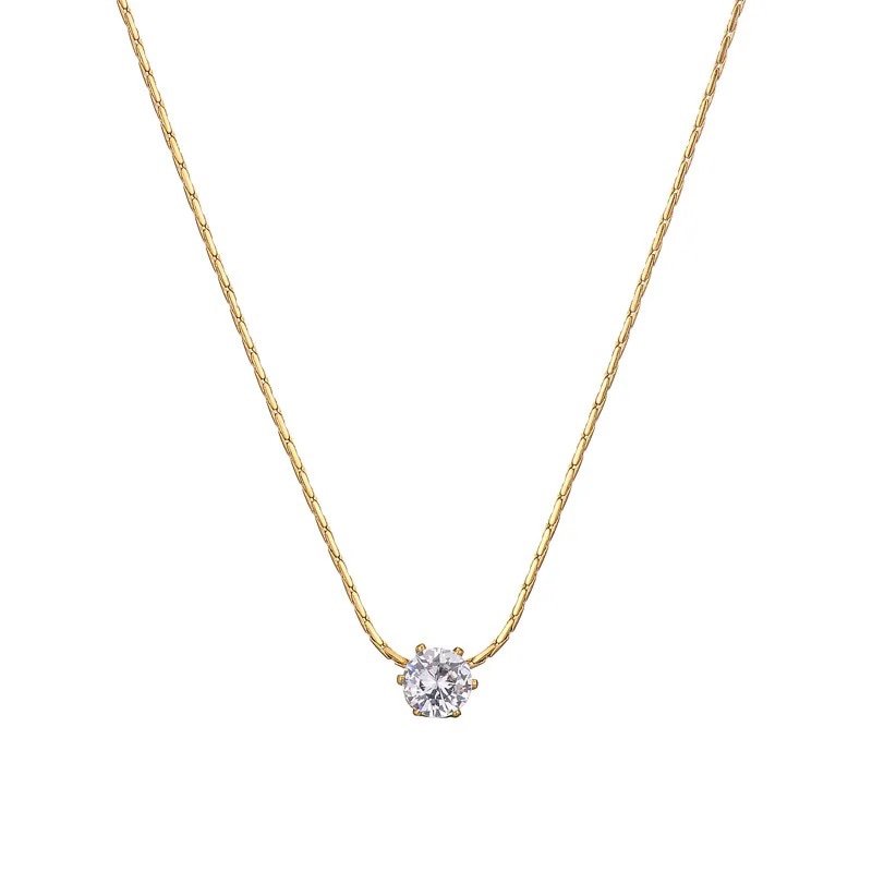 Glitz — densely zircon-set pendant necklace in 18k gold plating, front view
