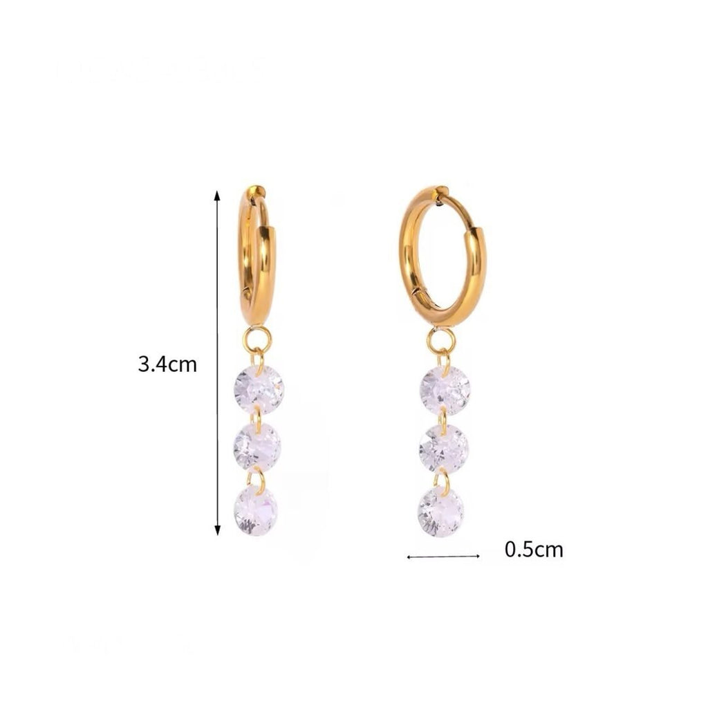 Twinkle Huggies — zircon drop huggie earrings, detail