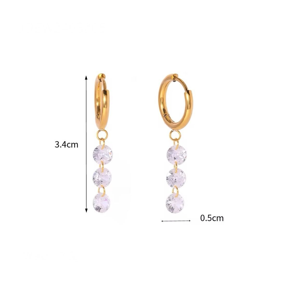 Twinkle Huggies — zircon drop huggie earrings, detail