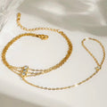 Bond Hand Chain — zircon hand chain joining bracelet and ring, front view