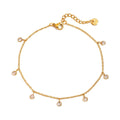 Drop Anklet — zircon drop anklet in 18k gold-plated stainless steel, front view