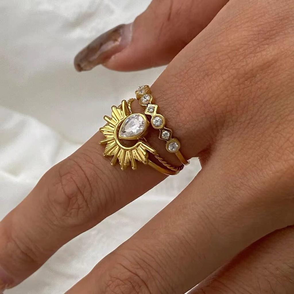 Rise Ring Set — stacking rings worn together on the hand