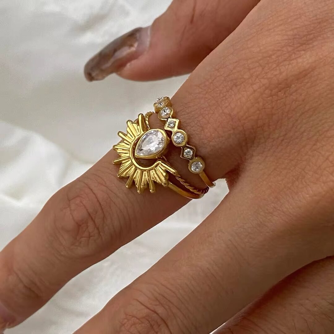 Rise Ring Set — stacking rings worn together on the hand