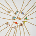 Gem Bracelets — single zircon chain bracelet in 18k gold-plated stainless steel, front view