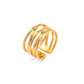 Lottie Ring — adjustable 18k gold-plated stainless steel band, front view
