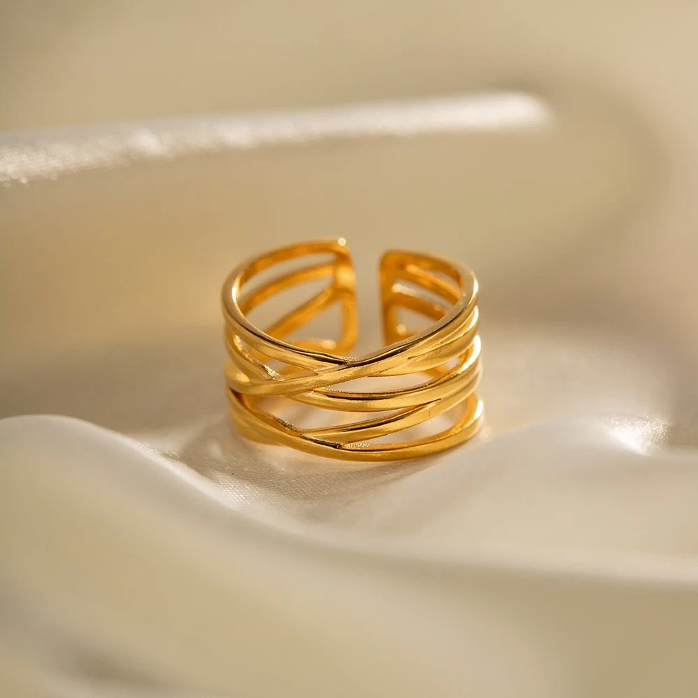 Lottie Ring — open adjustable band, side view