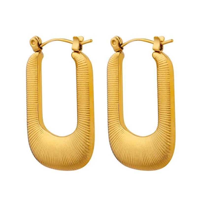 Vivian U Hoops — U-shaped 18k gold-plated hoop earrings, front view