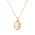 Sunrise — half-sun pendant necklace in 18k gold-plated stainless steel, front view