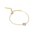 Ring Bracelet — zircon ring-detail chain bracelet in 18k gold plating, front view