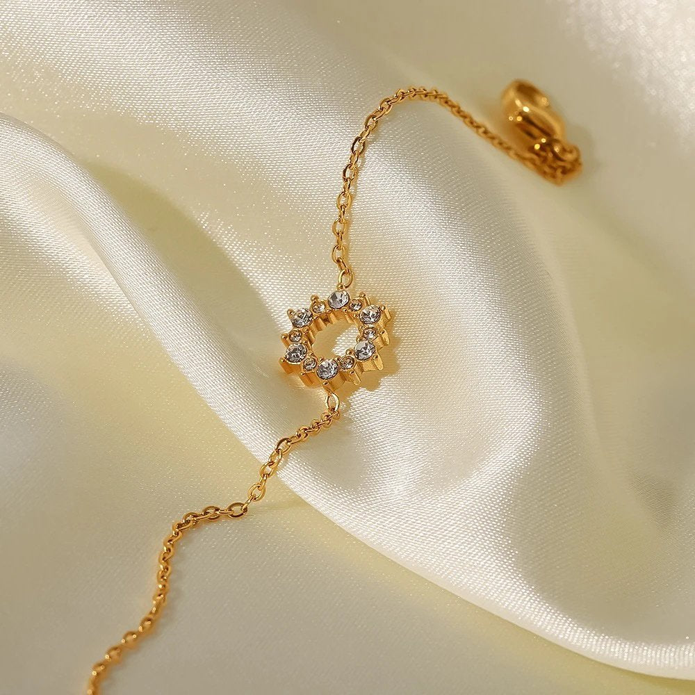 Ring Bracelet — close-up of zircon ring detail on chain