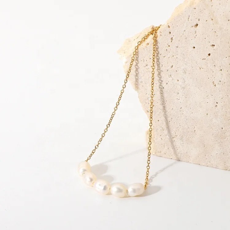 Pearl Necklace — freshwater pearl necklace with gold-plated clasp